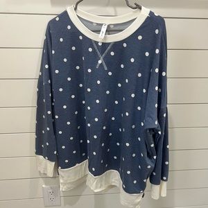 Jules & James Blue and White Polka Dot Top